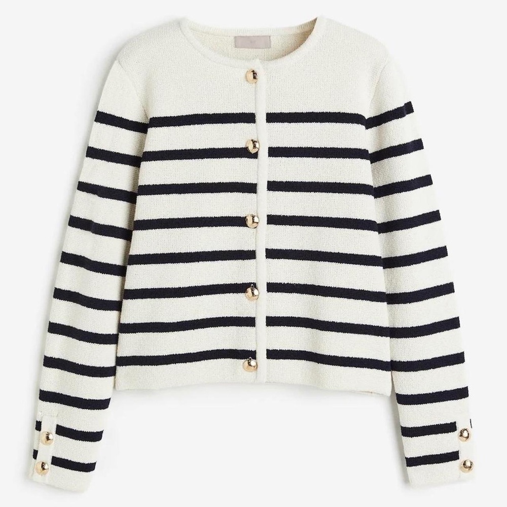 H&M Striped Button-Up Women's Cardigan Sweater